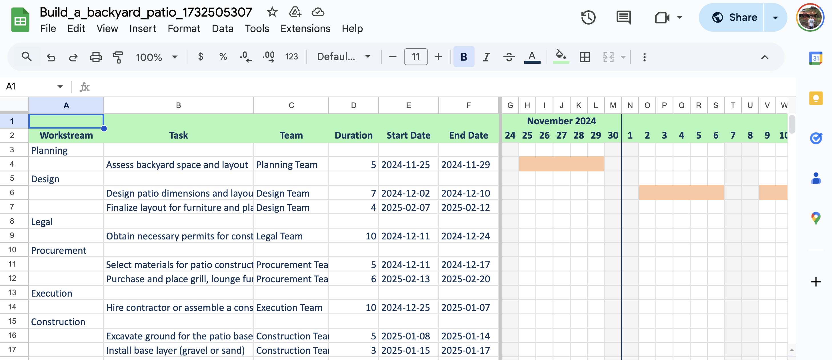 Spreadsheet View Screenshot